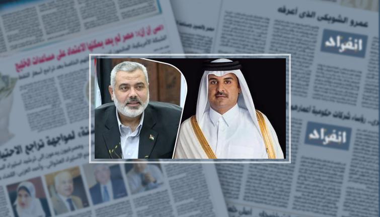 قطر تواصل تآمرها لإفشال المصالحة الفلسطينية.. "الحمدين" يقطع التمويل المالى عن حماس بسبب الرعاية المصرية للاتفاق مع فتح.. يحيى السنوار: علاقتنا بالدوحة ليست جيدة.. ويؤكد: نزع سلاح القسام هو كحلم إبليس - انفراد