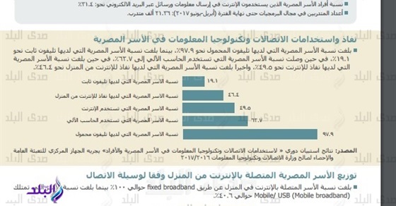 من الأسر المصرية تستخدم الإنترنت.. «إنفوجراف» (ريبورتاج)