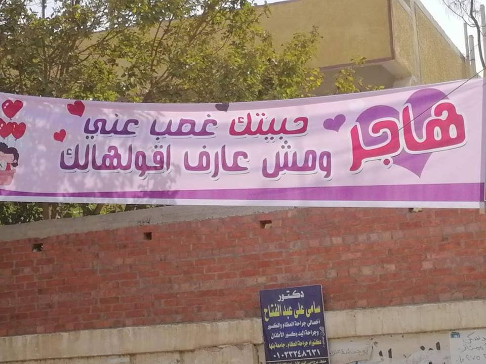 القبض على صاحب لافتة "بحبك يا هاجر" بالمنوفية.. تعرف على السبب