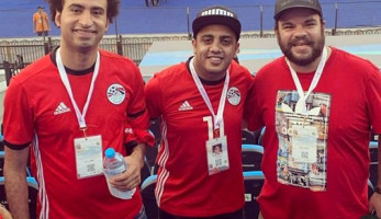 نجوم مسرح مصر يساندون منتخب مصر من المدرجات قبل لقاء جنوب أفريقيا