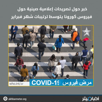خبر حول تصريحات إعلامية صينية حول فيروس كورونا يتوسط ترتيبات شهر فبراير