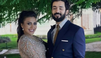 الصور الأولى من خطوبة حسني شتا وهاجر الشرنوبي