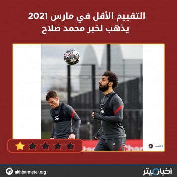 التقييم الأقل في مارس 2021 يذهب لخبر محمد صلاح