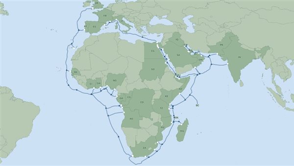 مد كابل الاتصالات البحري 2Africa إلى الخليج  والهند وباكستان